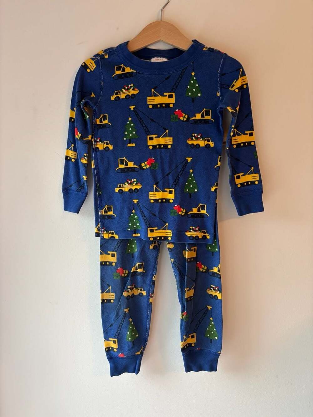 Hanna Anderson Organic Cotton Long John Pajama Set Size 3T Construction Trucks
